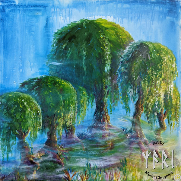 Forest spirits, skovfolk, skovnisser, whimsical, joyful, original art, artwork, pinserute dansk kunst, dansk kunstner Marie Cloigaard