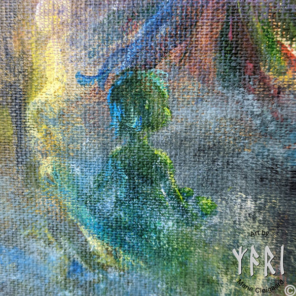 Forest spirits, skovfolk, skovnisser, whimsical, joyful, original art, artwork, pinserute dansk kunst, dansk kunstner Marie Cloigaard