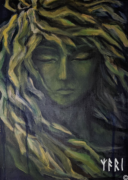 Forest spirits, skovfolk, skovnisser, whimsical, joyful, original art, artwork, pinserute dansk kunst, dansk kunstner Marie Cloigaard