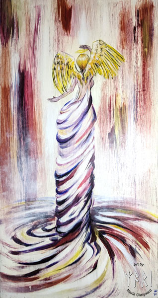 Forest spirits, skovfolk, skovnisser, whimsical, joyful, original art, artwork, pinserute dansk kunst, dansk kunstner Marie Cloigaard