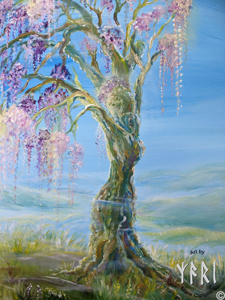 Forest spirits, skovfolk, skovnisser, whimsical, joyful, original art, artwork, pinserute dansk kunst, dansk kunstner Marie Cloigaard