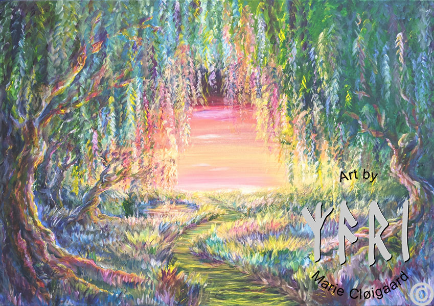 Sleepy Forest, Forest spirits, skovfolk, skovnisser, fantasy, spiritual, whimsical, joyful, original art, artwork, morild, morild galleri, anneberg, anneberg kulturpark, Kunstnerfløjen, odsherred, vi maler vig, pinserute dansk kunst, dansk kunstner Marie Cloigaard