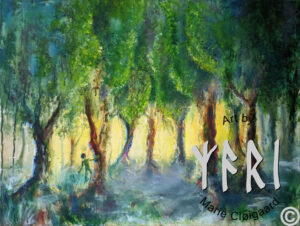 Forest Spirit Print, Forest spirits, skovfolk, skovnisser, fantasy, spiritual, whimsical, joyful, original art, artwork, morild, morild galleri, anneberg, anneberg kulturpark, Kunstnerfløjen, odsherred, vi maler vig, pinserute dansk kunst, dansk kunstner Marie Cloigaard