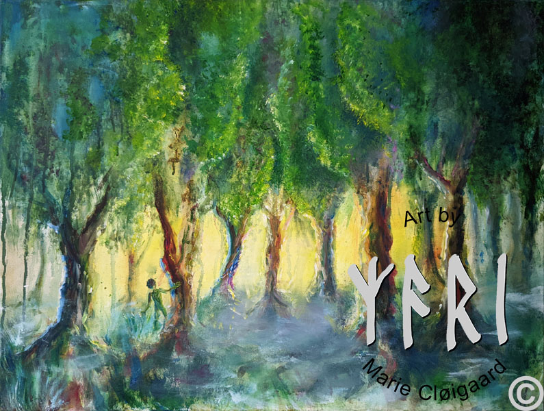 Forest Spirit Print, Forest spirits, skovfolk, skovnisser, fantasy, spiritual, whimsical, joyful, original art, artwork, morild, morild galleri, anneberg, anneberg kulturpark, Kunstnerfløjen, odsherred, vi maler vig, pinserute dansk kunst, dansk kunstner Marie Cloigaard