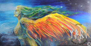 Gaia Rising, Forest spirits, skovfolk, skovnisser, fantasy, spiritual, whimsical, joyful, original art, artwork, morild, morild galleri, anneberg, anneberg kulturpark, Kunstnerfløjen, odsherred, vi maler vig, pinserute dansk kunst, dansk kunstner Marie Cloigaard
