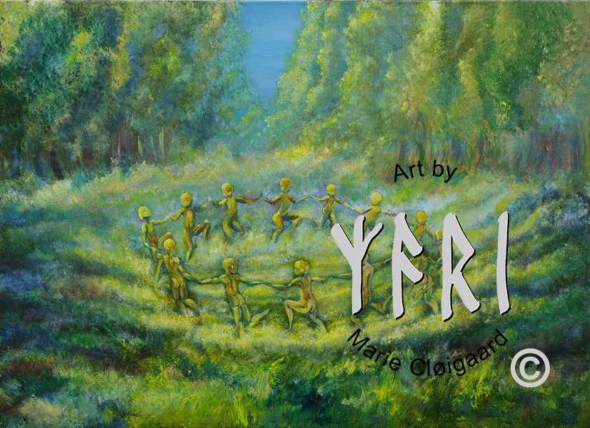 How the Sunlight Danced, Forest spirits, skovfolk, skovnisser, fantasy, spiritual, whimsical, joyful, original art, artwork, morild, morild galleri, anneberg, anneberg kulturpark, Kunstnerfløjen, odsherred, vi maler vig, pinserute dansk kunst, dansk kunstner Marie Cloigaard