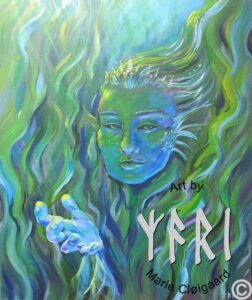Ocean reaches out, mariecloigaard, Forest spirits, skovfolk, skovnisser, fantasy, spiritual, whimsical, joyful, original art, artwork, morild, morild galleri, anneberg, anneberg kulturpark, Kunstnerfløjen, odsherred, vi maler vig, pinserute dansk kunst, dansk kunstner Marie Cloigaard